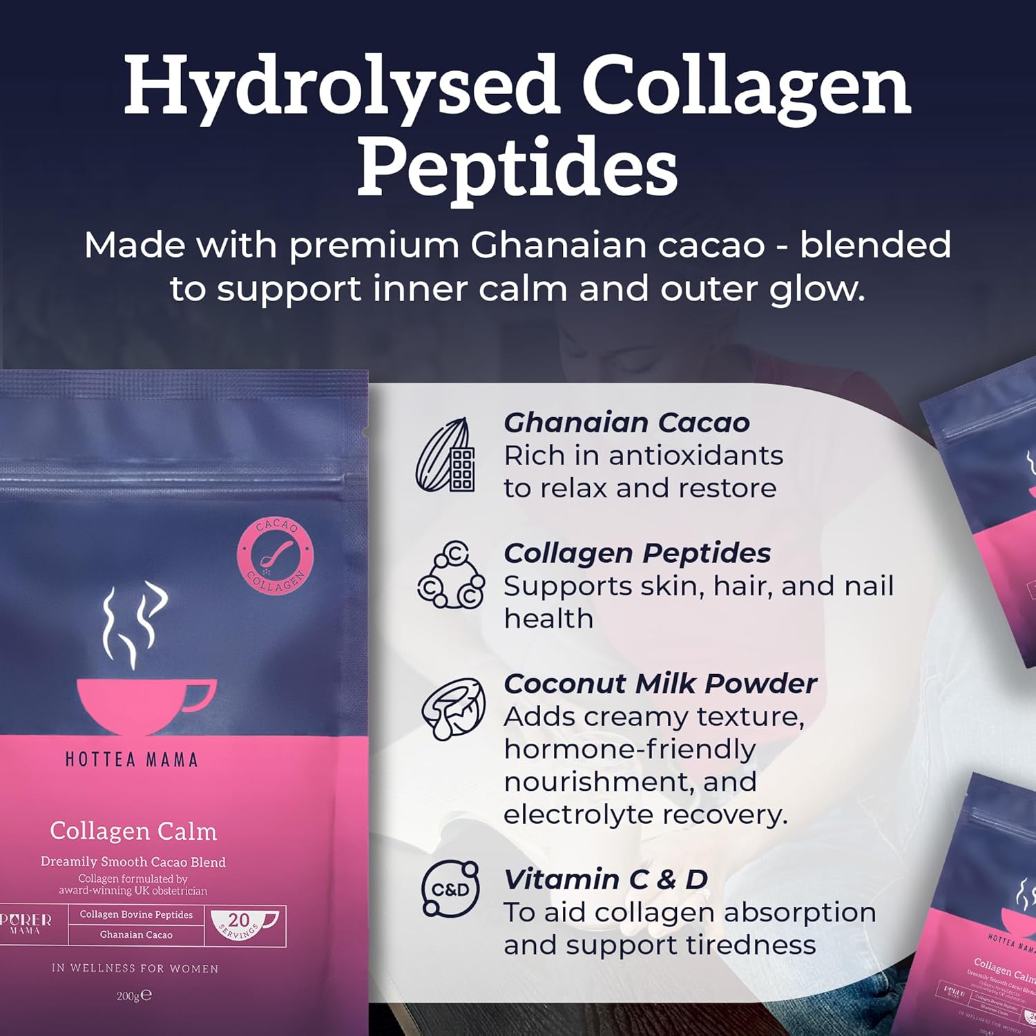 Hottea Mama Collagen Calm Dreamy Cacao Powder - 200g