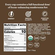 Four Sigmatic chocolate creamer showing nutrition facts, ingredients.