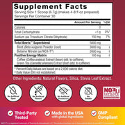 Force Factor Total Beets Beet Root Powder, Berry Lemonade Flavor, 30 Servings 201g