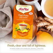 Yogi Tea Organic Feel Pure with Lemon Herbal Tea box 17 teabags 30.6g