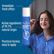 Hand applying Puressentiel roll-on to temple for soothing massage.