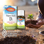 Lifestyle/use image: Carlson Vitamin D3 liquid drops daily routine supplement 10.3 ml