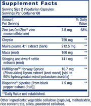 Supplement facts label for Life Extension Super Miraforte herbal and zinc formula.