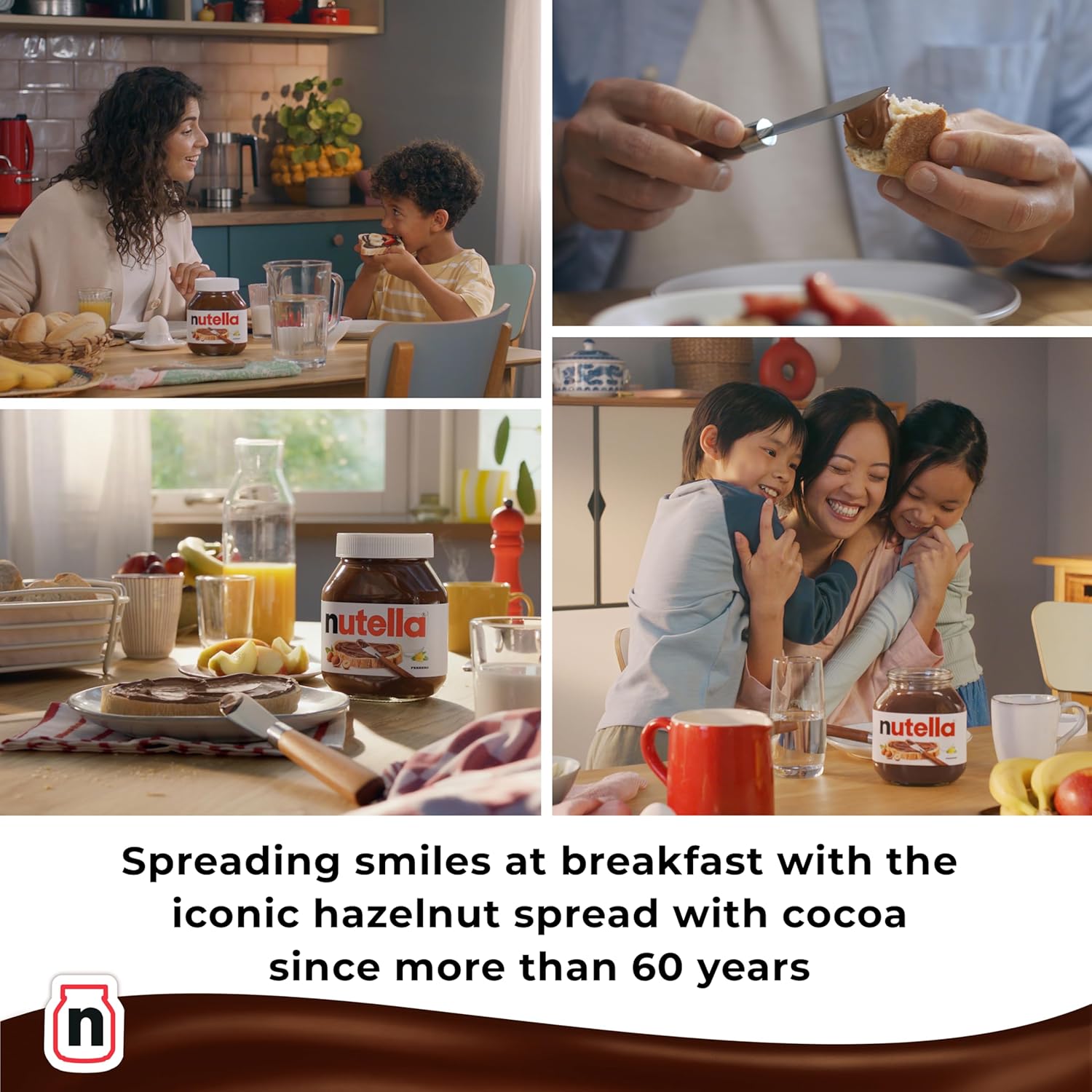 Nutella chocolate hazelnut spread pancakes breakfast lifestyle image 1kg jar