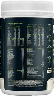 Full ingredients and nutrition panel for Good Green Vitality powder