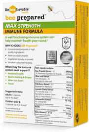 Back of Bee Prepared supplement bottle showing supplement facts