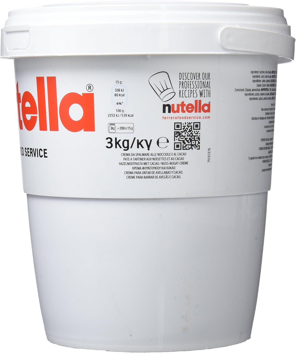Nutella chocolate hazelnut spread catering tub barcode packaging 3kg