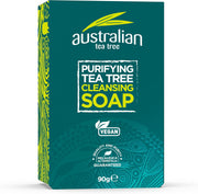 Australian Tea Tree Oil Soap Bar in wrapper, 90g."