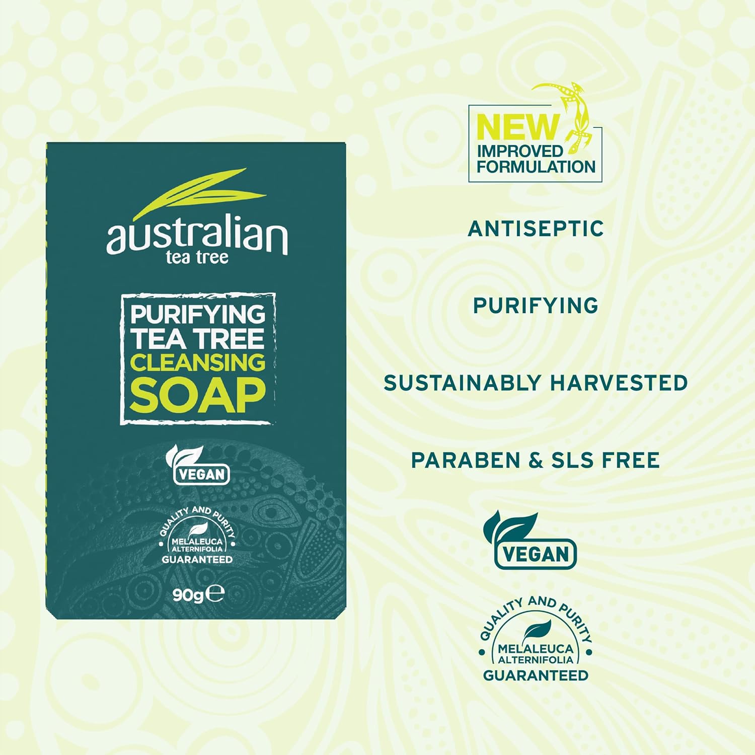 Australian Tea Tree Oil Soap Bar - Vegan & Natural - 90g