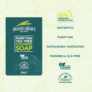 Australian Tea Tree Oil Soap Bar - Vegan & Natural - 90g