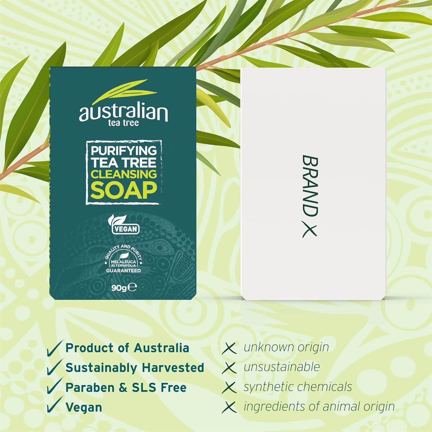 Australian Tea Tree Oil Soap Bar - Vegan & Natural versus other brand