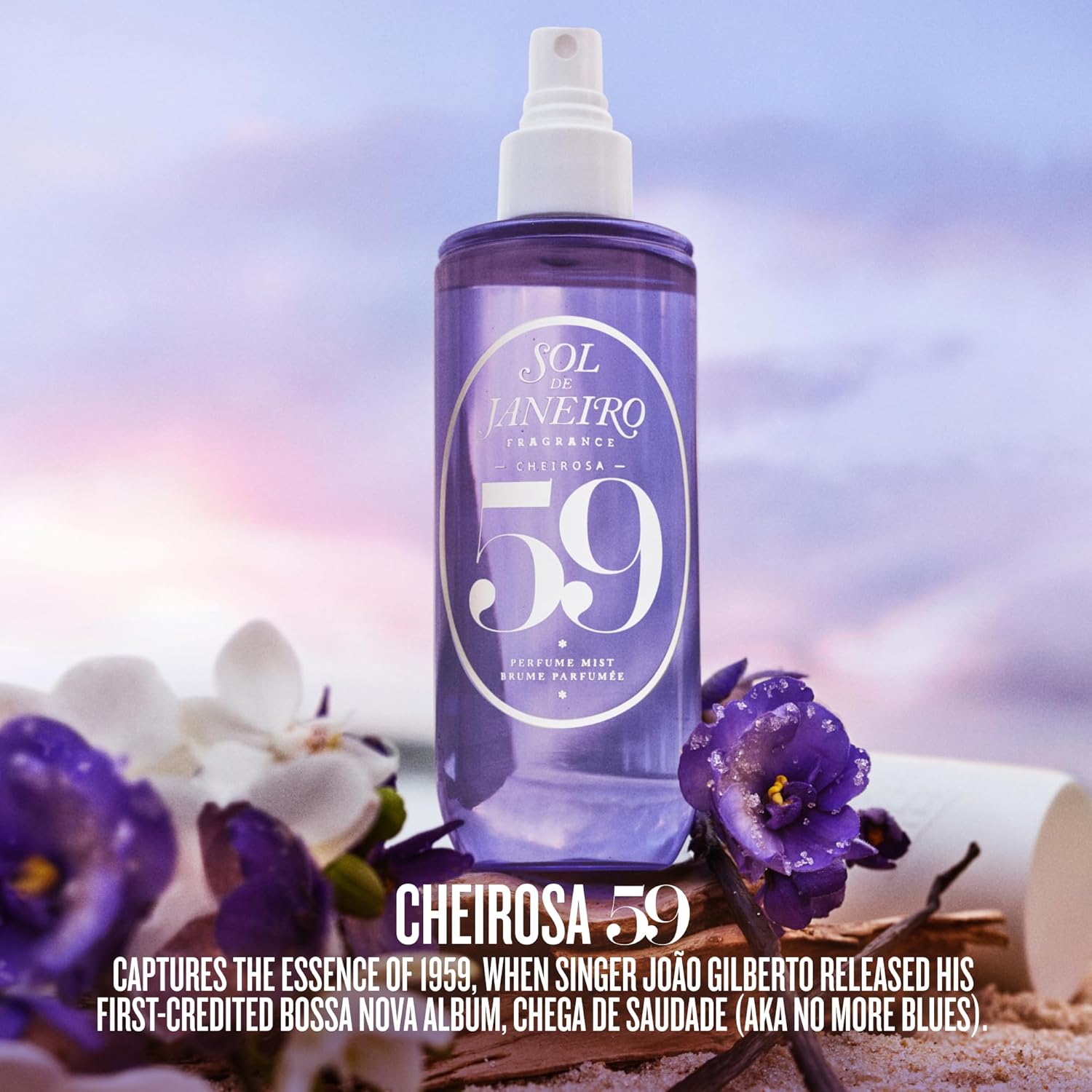 Lifestyle/use image: Sol de Janeiro Cheirosa 59 perfume mist daily fragrance use spray bottle 