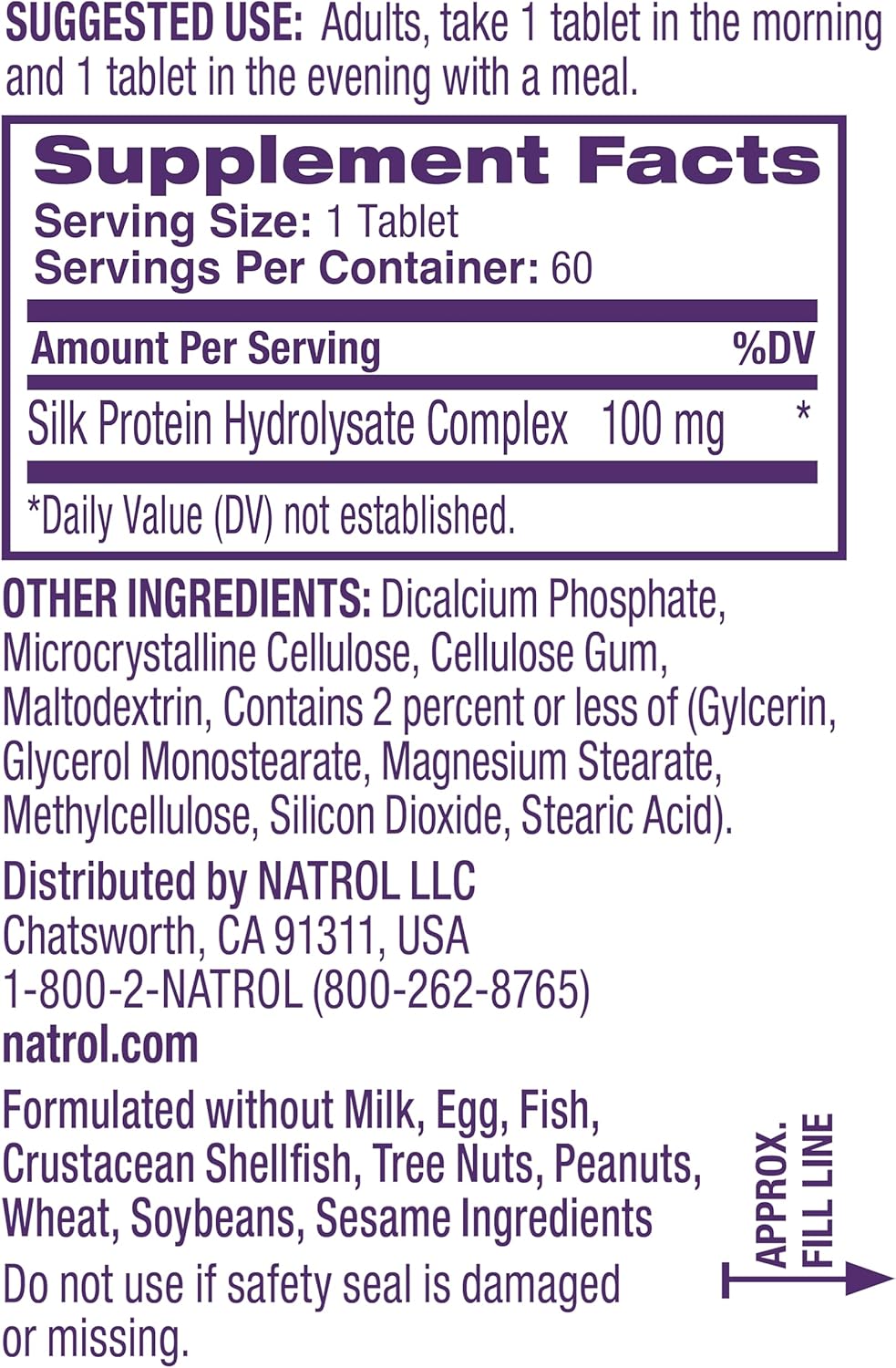 Natrol Cognium Memory supplement facts label bottle 60 tablets