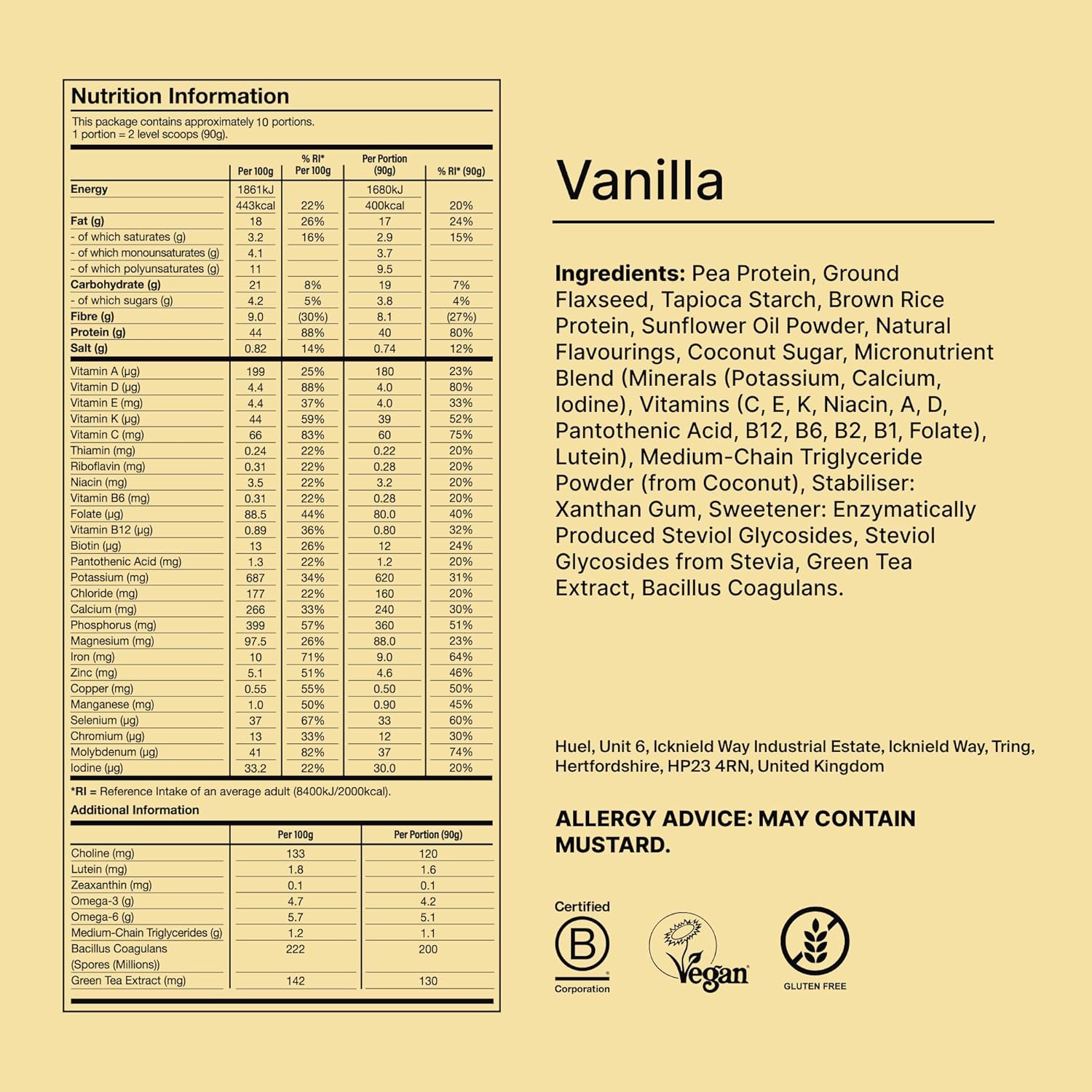 Huel Black Edition Vanilla meal powder nutrition ingredients label pouch 2.7kg