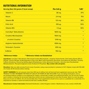 Nutritional information table on a yellow background