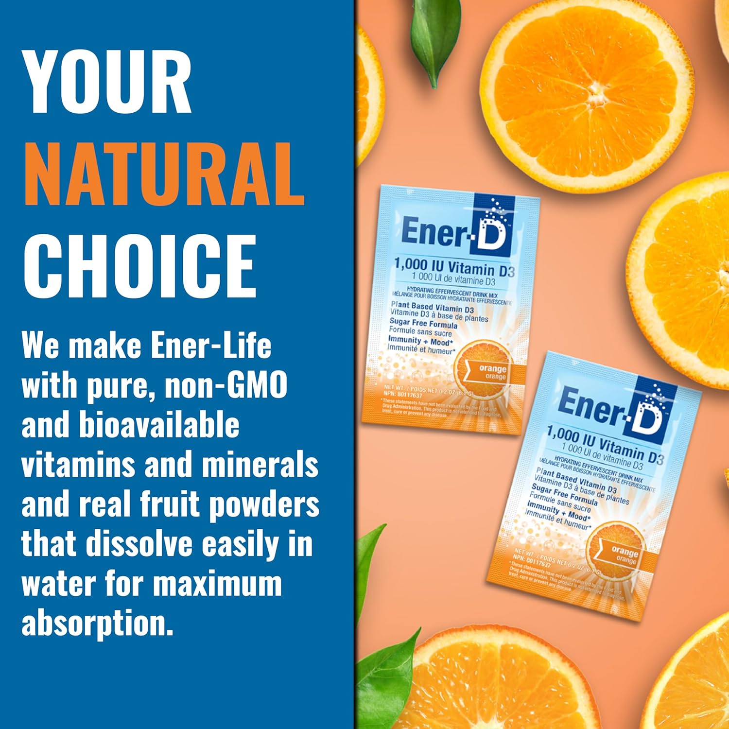 Ener-D Sugar Free Orange Vitamin D Powder Mix – 24 Sachets