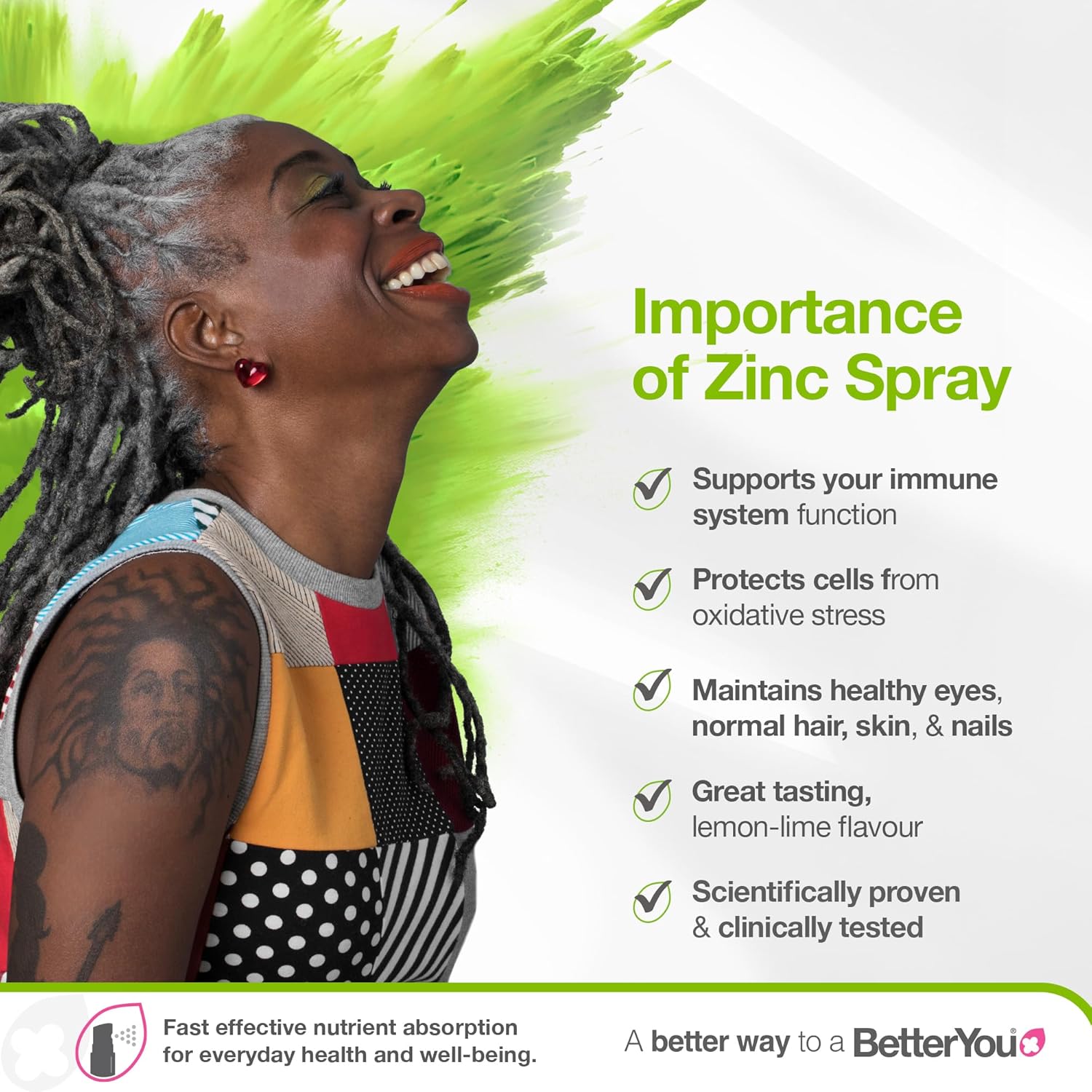 BetterYou Zinc Oral Spray, Lemon & Lime - 50ml