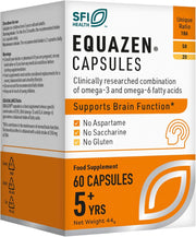 Box of SFI Health Equazen Capsules with orange and white design