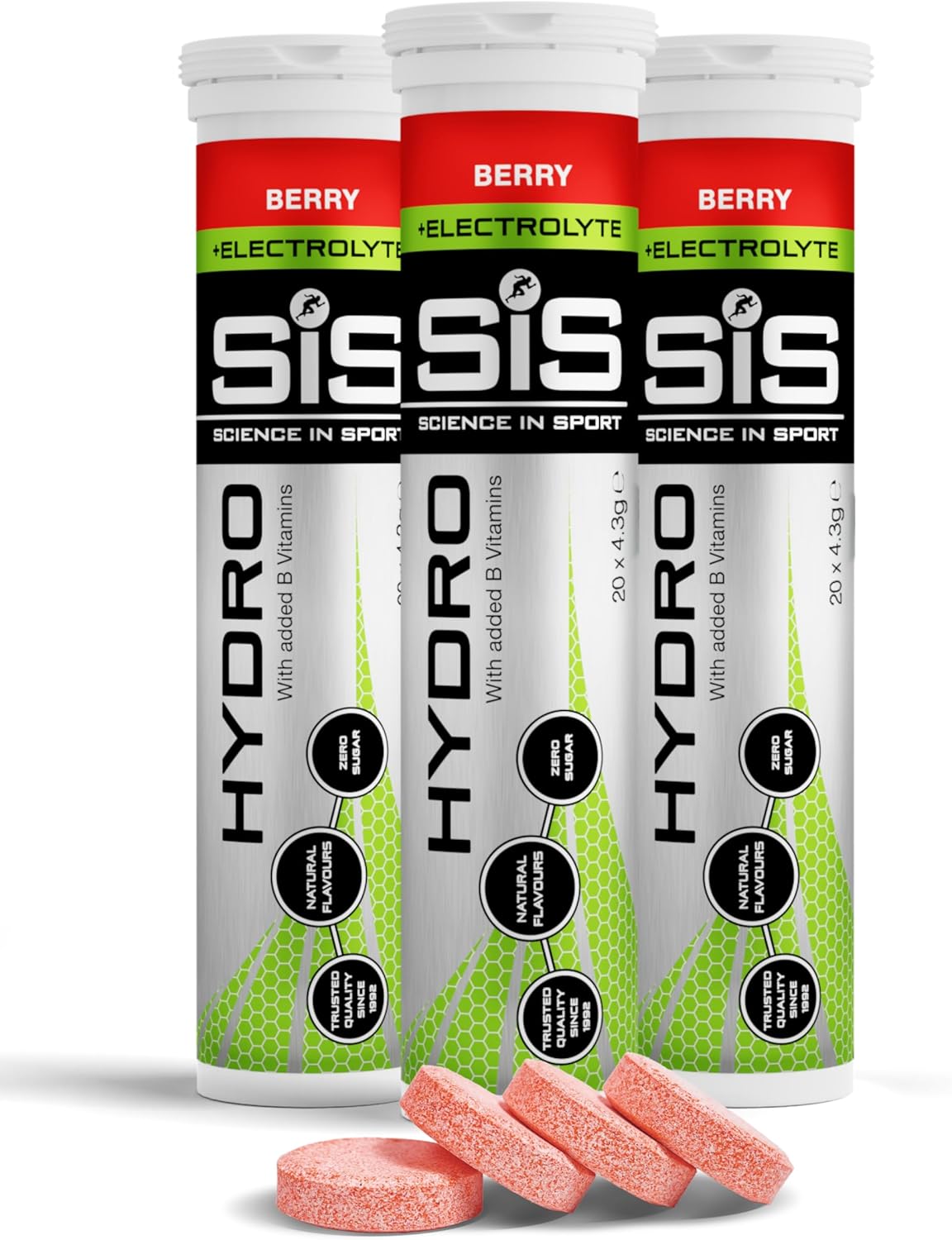 SIS Science in Sport Hydro Electrolyte Tablets Berry tub, 3x20x4.5g count.