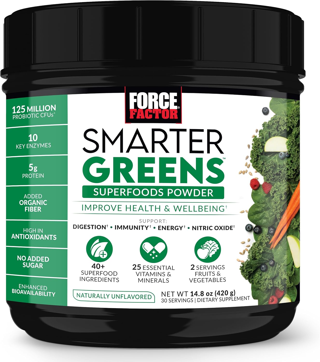 FORCE FACTOR Super Greens Powder – Unflavored, 30 Servings 420g