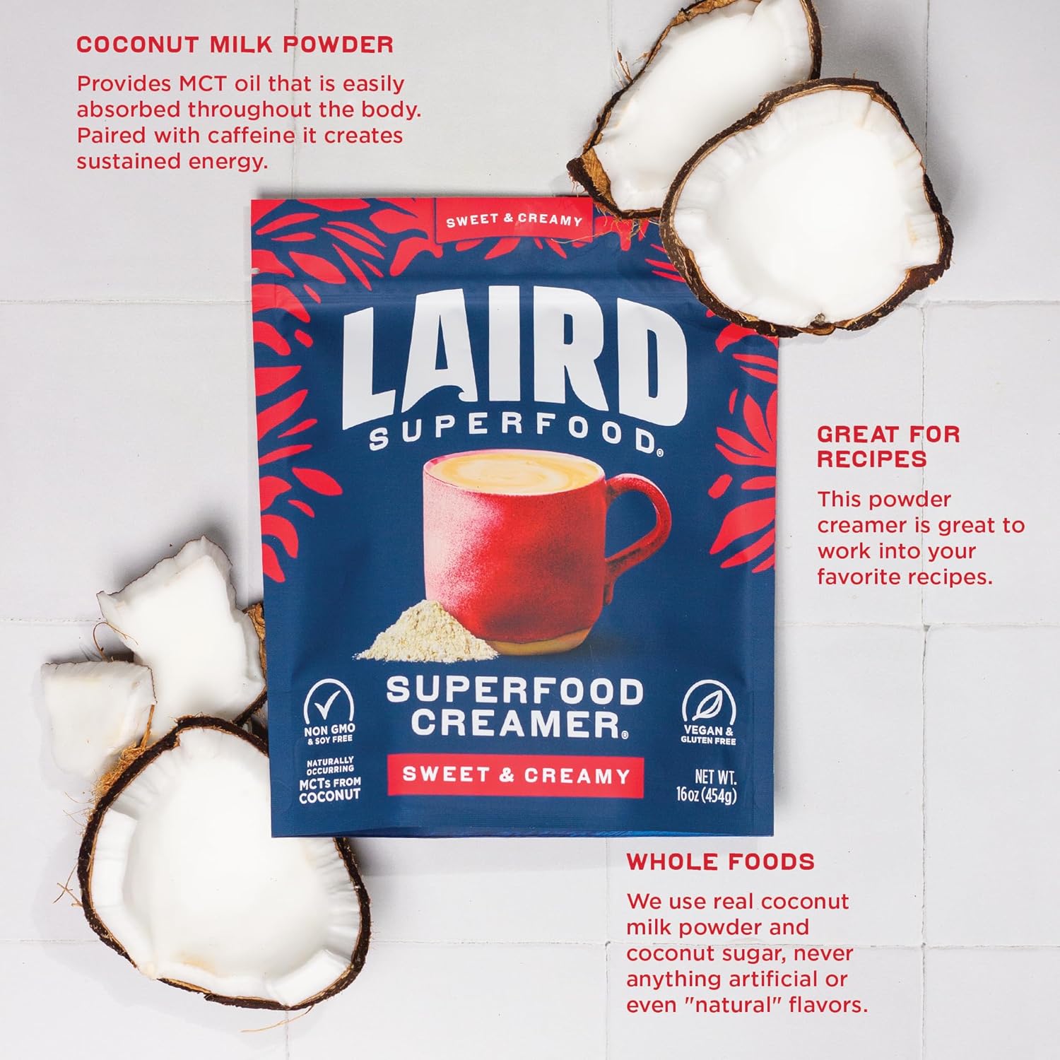 Laird Superfood Non-Dairy Coffee Creamer, Sweet & Creamy – 227g