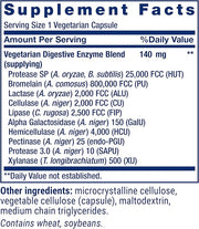 Life Extension Digestive Enzymes supplement facts label with ingredient list.