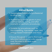 Clinisept+ Skin Prep Solution - Hypochlorous Acid Cleanser with Pump - 490ml