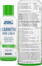Applied Nutrition L-Carnitine 3000 Sour Apple 480ml supplement facts label