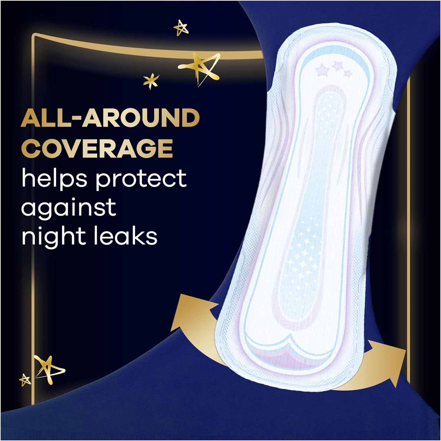 Always Ultra Secure Night Pads Size 5 Extra Wings 32 Pack all around coverage