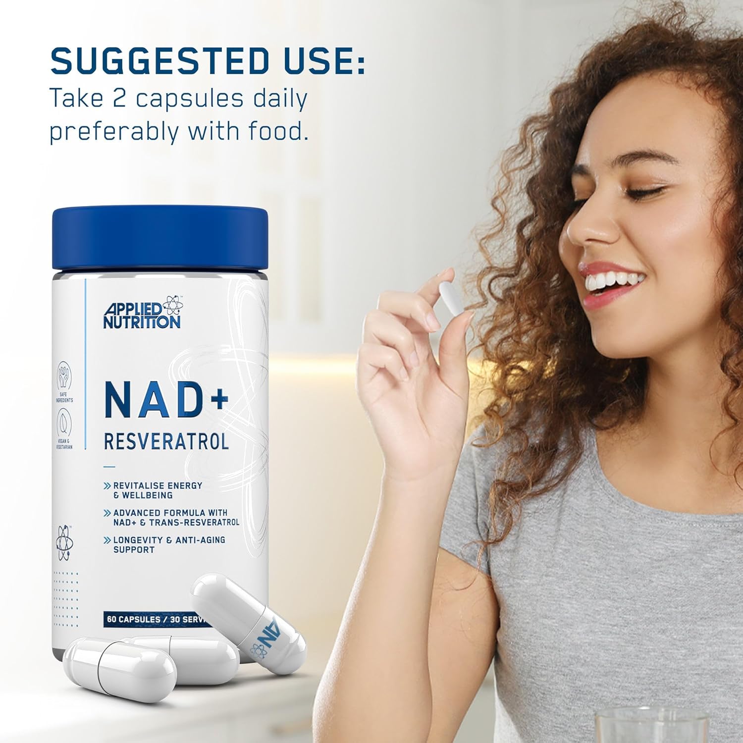 Applied Nutrition NAD+ & Resveratrol Complex, 500mg - 60 Capsules