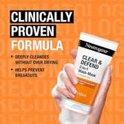Neutrogena Clear & Defend 2-in-1 Wash & Mask 150ml - 1% Salicylic Acid Formula
