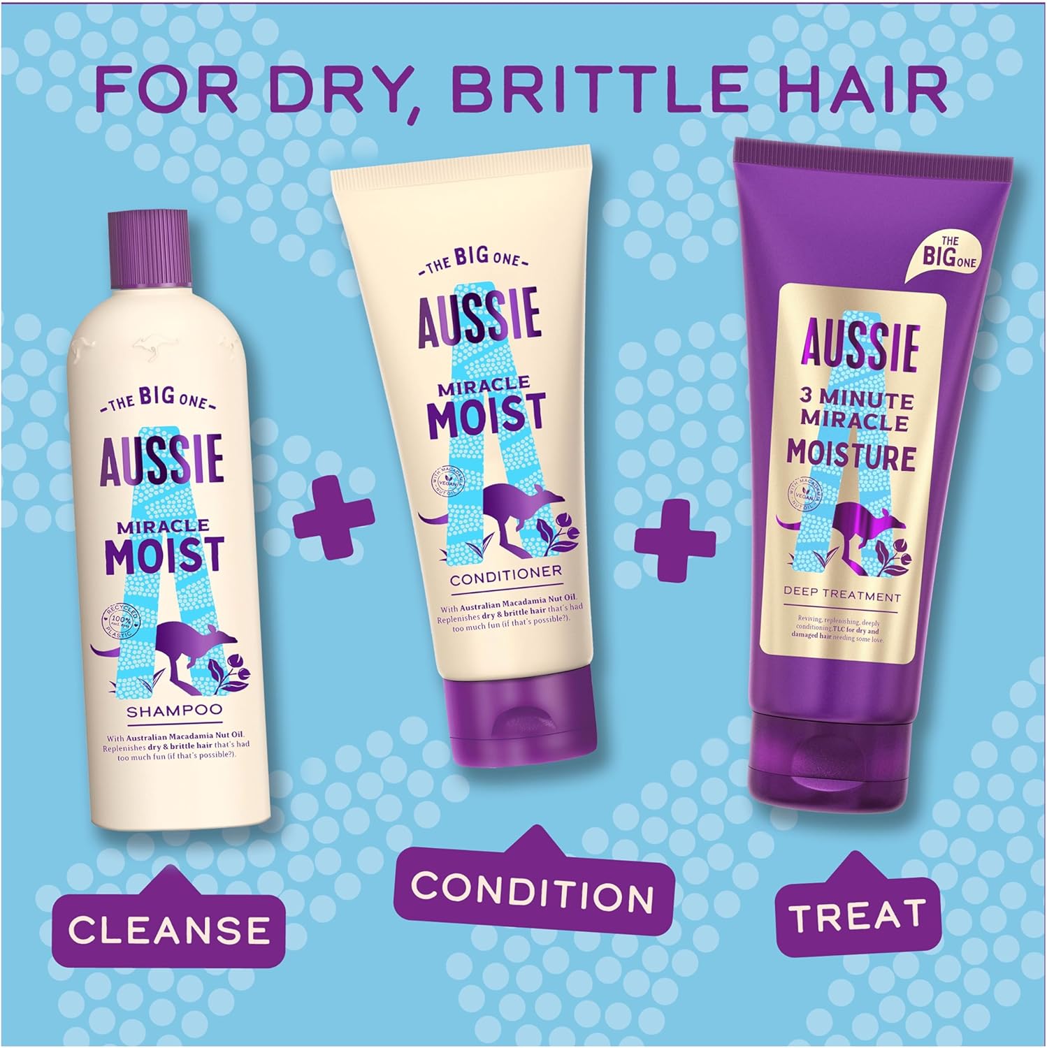 Aussie 3 Minute Miracle Moisture Deep Treatment | For Dry & Damaged Hair | 350 mL
