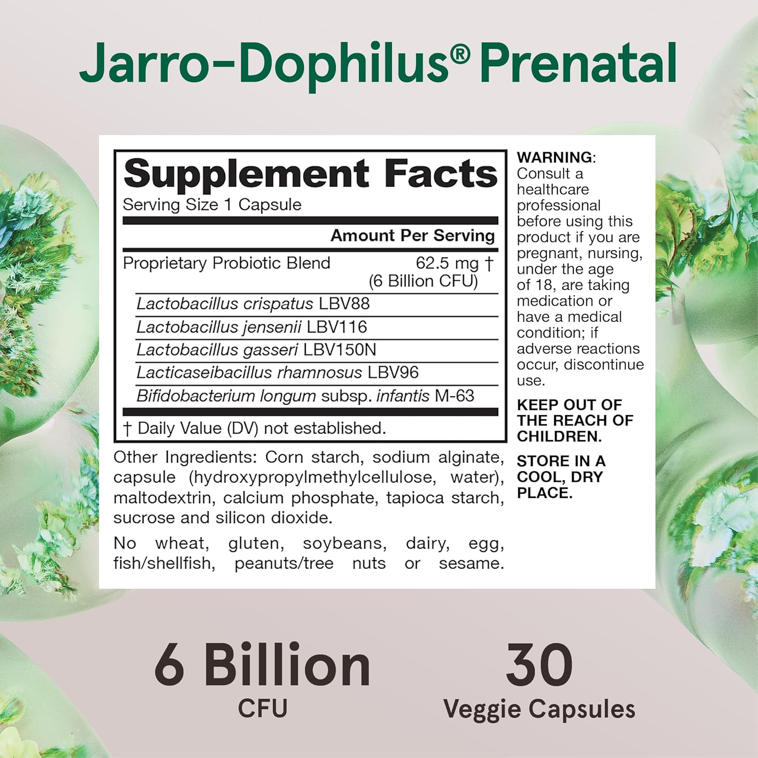 Jarrow Formulas Jarro-Dophilus® Prenatal – 6 Billion CFU, 30 Veggie Capsules
