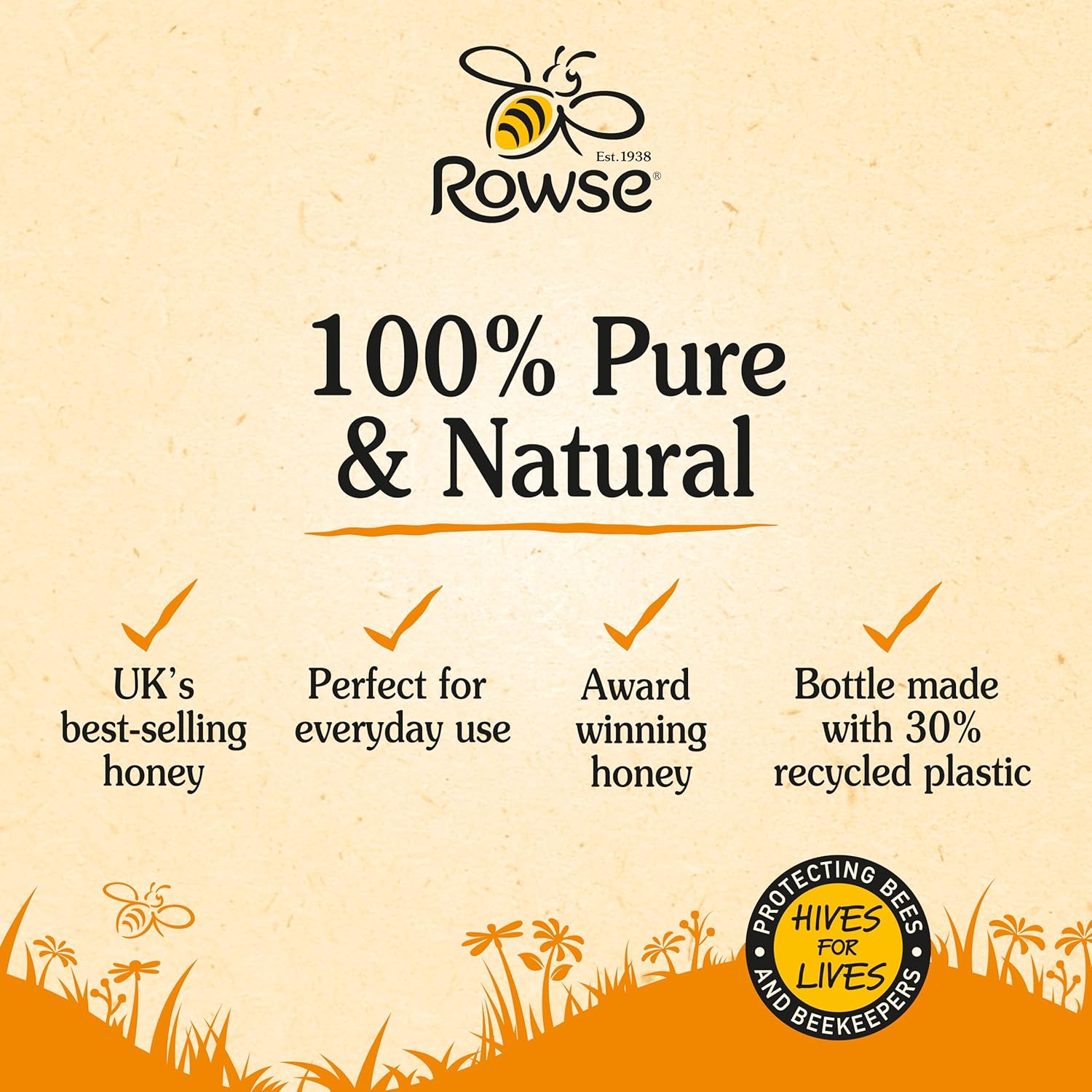 Rowse Organic Clear Honey Squeezy Bottle – 1.36kg
