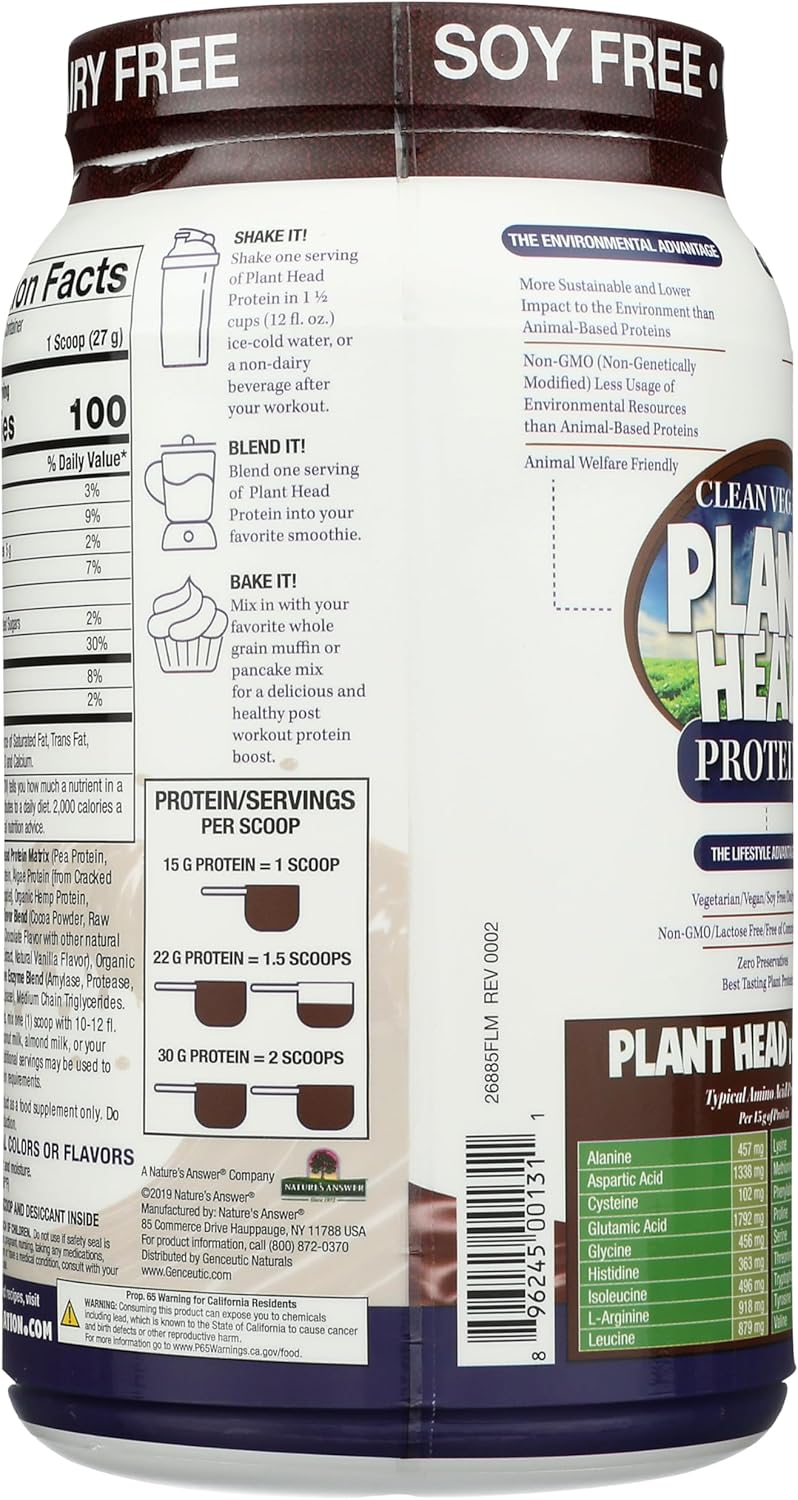 Container of Plant Based Protein with Nutritional Information