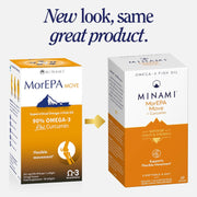 Minami MorEPA Move Plus – Omega-3 & Curcumin Meriva® – 60 Softgels. Old & new packaging