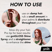 got2b gotGloss Glass Hair Shine Primer bottle packaging hair shine primer 150ml application instructions image