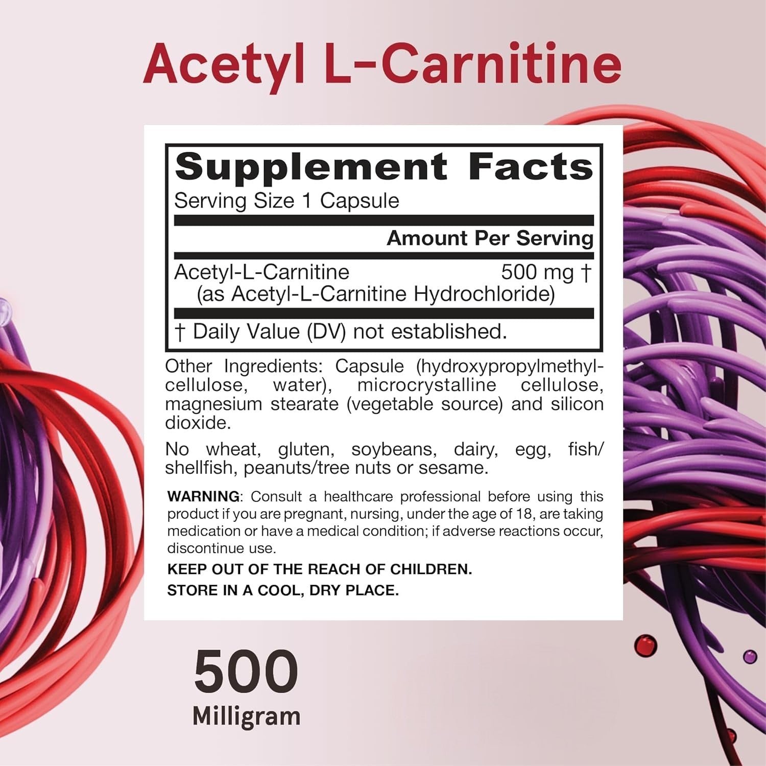 Jarrow Formulas Acetyl L-Carnitine 500 mg – 60-120 Veggie Capsules