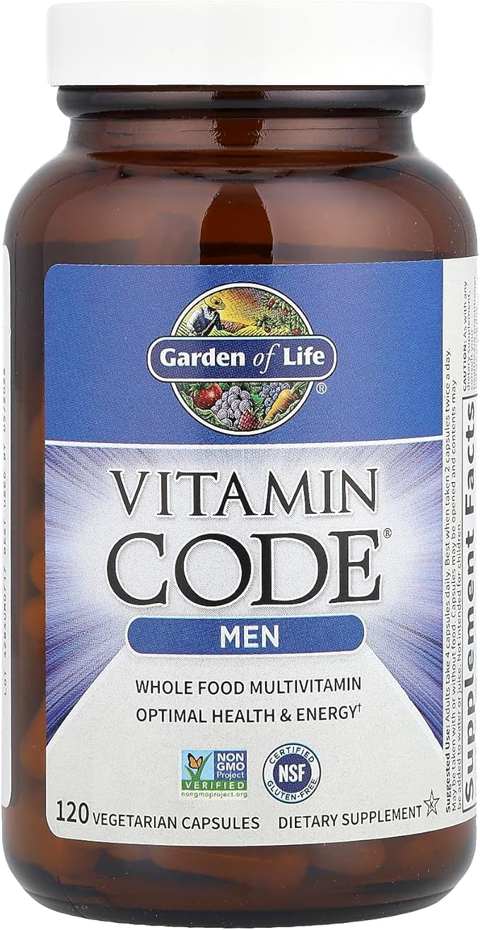 Garden of Life Vitamin Code for Men bottle with 120 vegetarian capsules.