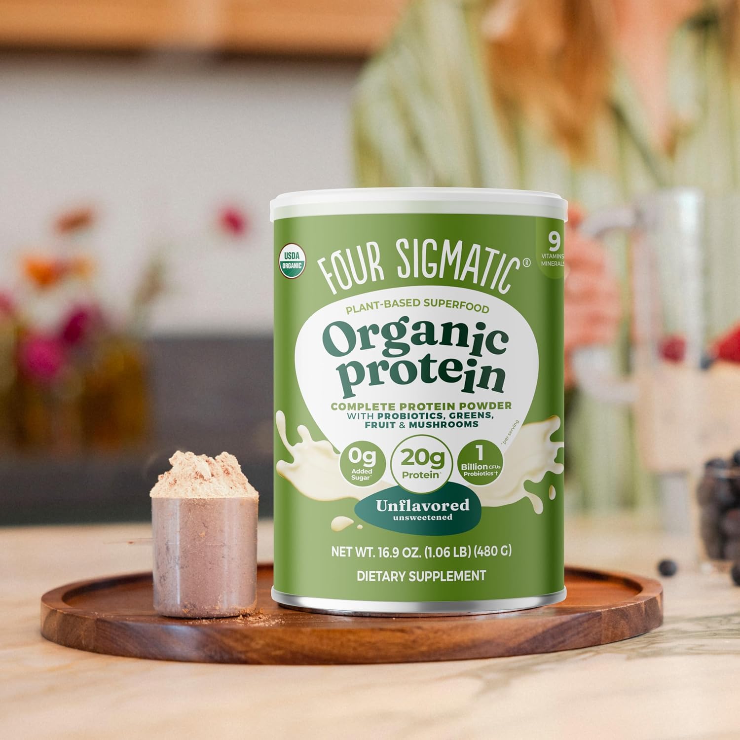 Four Sigmatic Plant-Based Organic Protein Powder, Unflavored - 480g