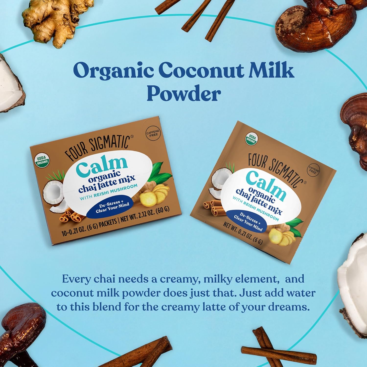 Ingredients for Four Sigmatic Chai Latte Mix.