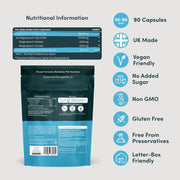Nutrition Geeks Magnesium Glycinate 3-in-1, vegan food supplement capsule packaging, no flavour, 90 capsules, ingredients and nutritional information & barcode