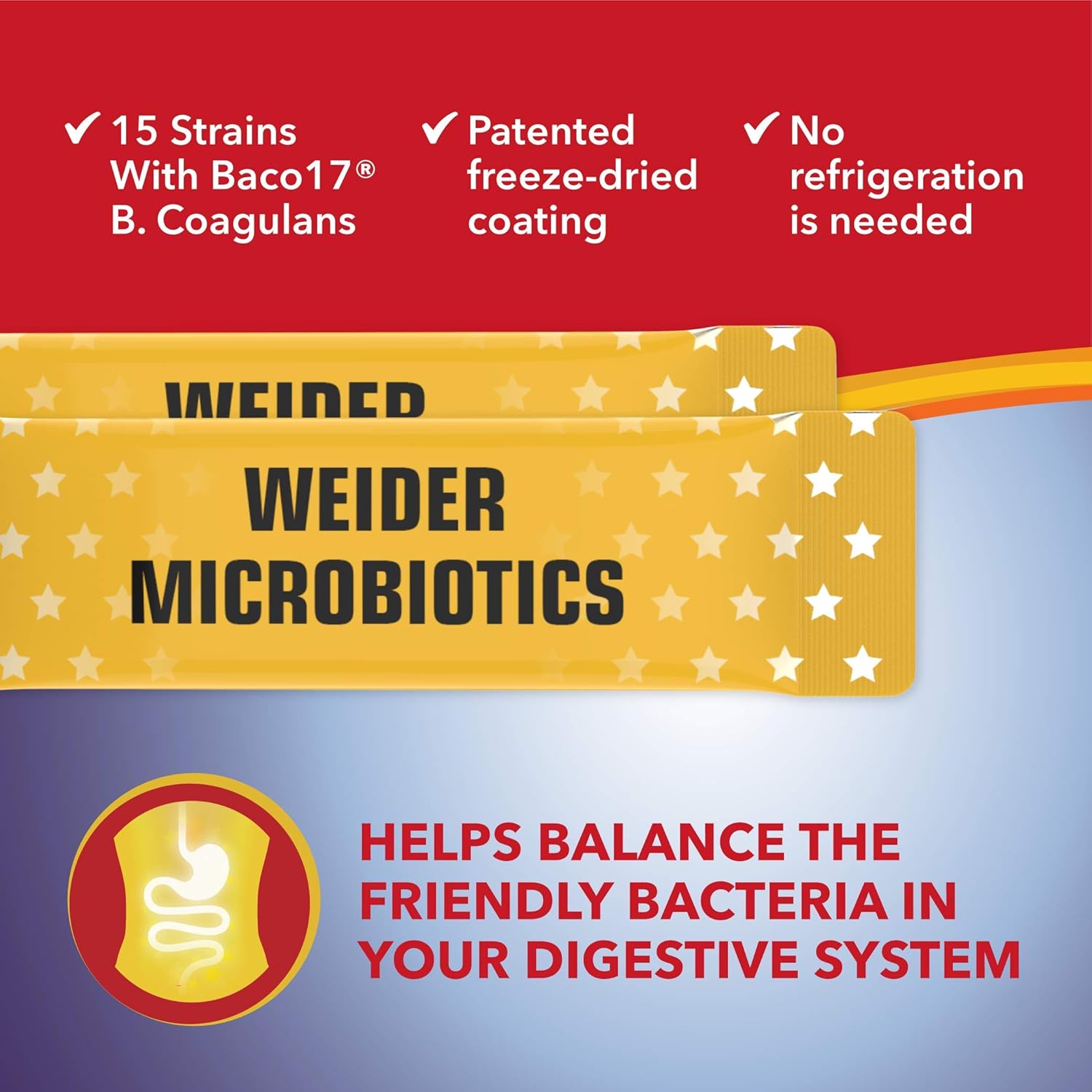 Weider Microbiotics Probiotic - 15 Live Strains with Vitamin C - 60 Sachets