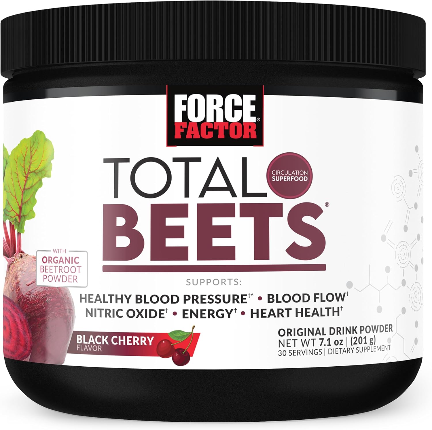Force Factor Total Beets supplement container on a white background