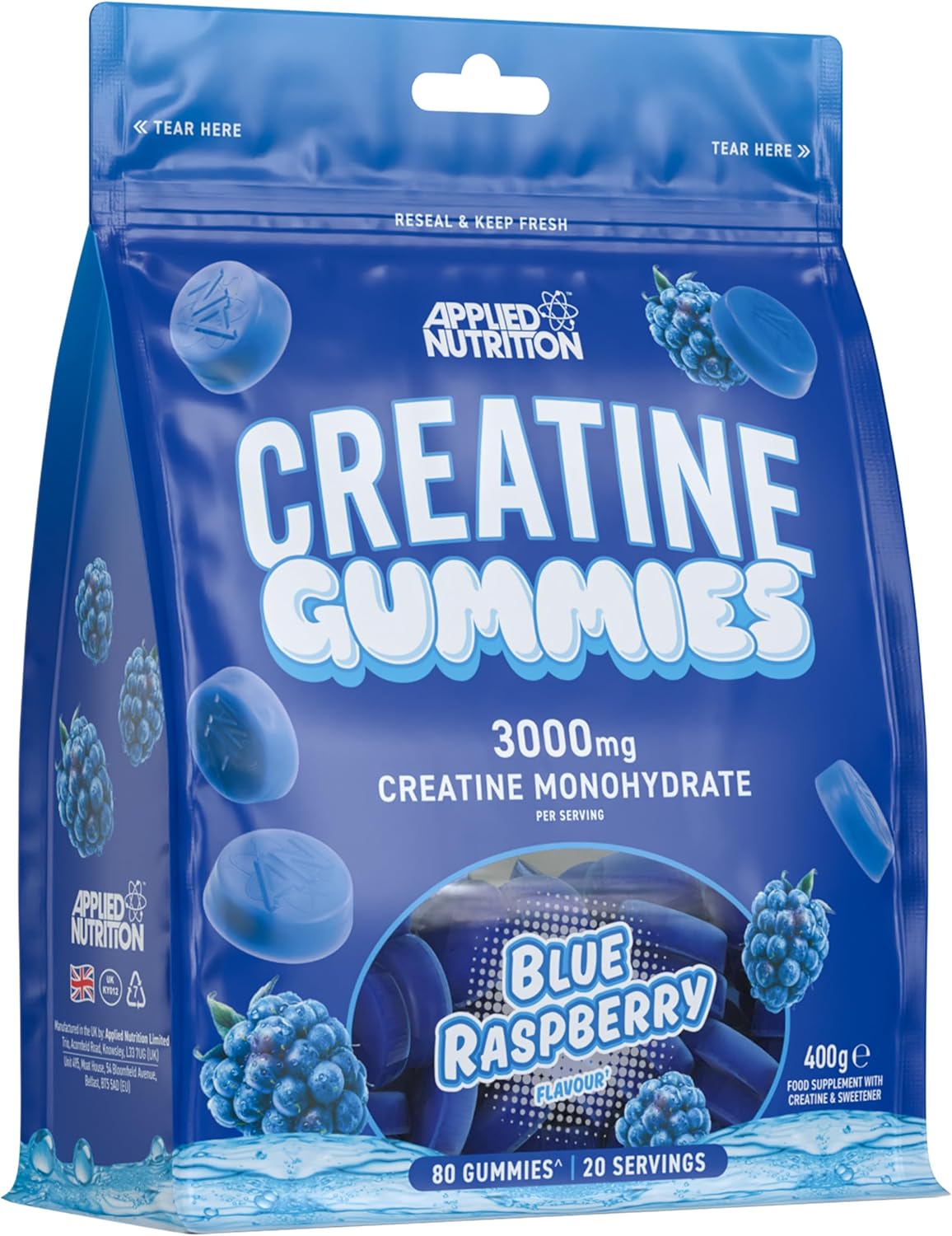 Front Image: Applied Nutrition creatine gummies 3000mg 80 count bottle front