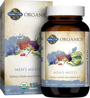 Garden of Life Organics Whole Food Multivitamin for Men bottle & box, 60 vegan tablets