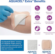 Aquacel Extra 15cm x 15cm Hydrofiber Dressing for Exuding Wounds - 5 Count