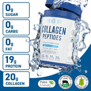 Applied Nutrition Collagen Peptides powder tub back label unflavoured hydrolysed bovine collagen 300g