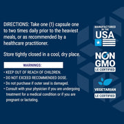 Life Extension Digestive Enzymes direction label.
