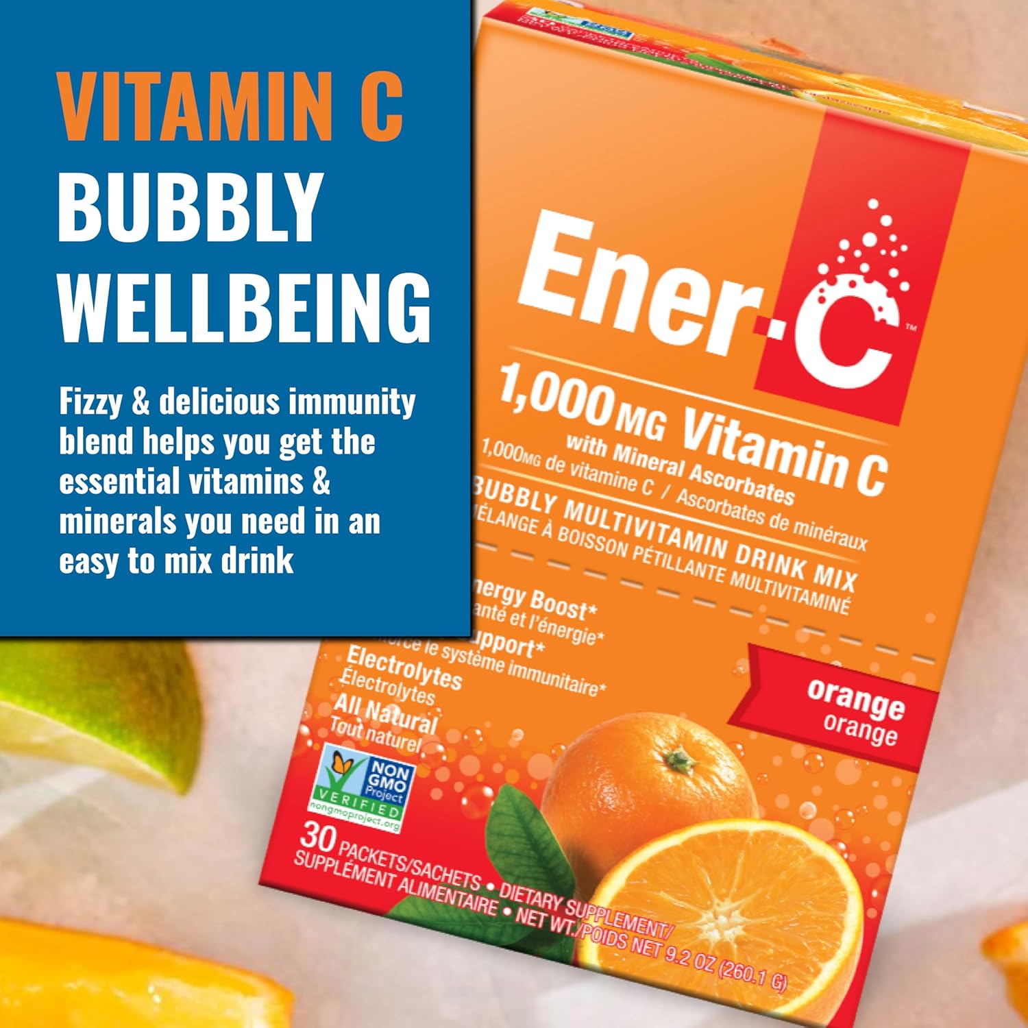 Ener-C Orange Multivitamin Drink Mix Powder - 30 Sachets